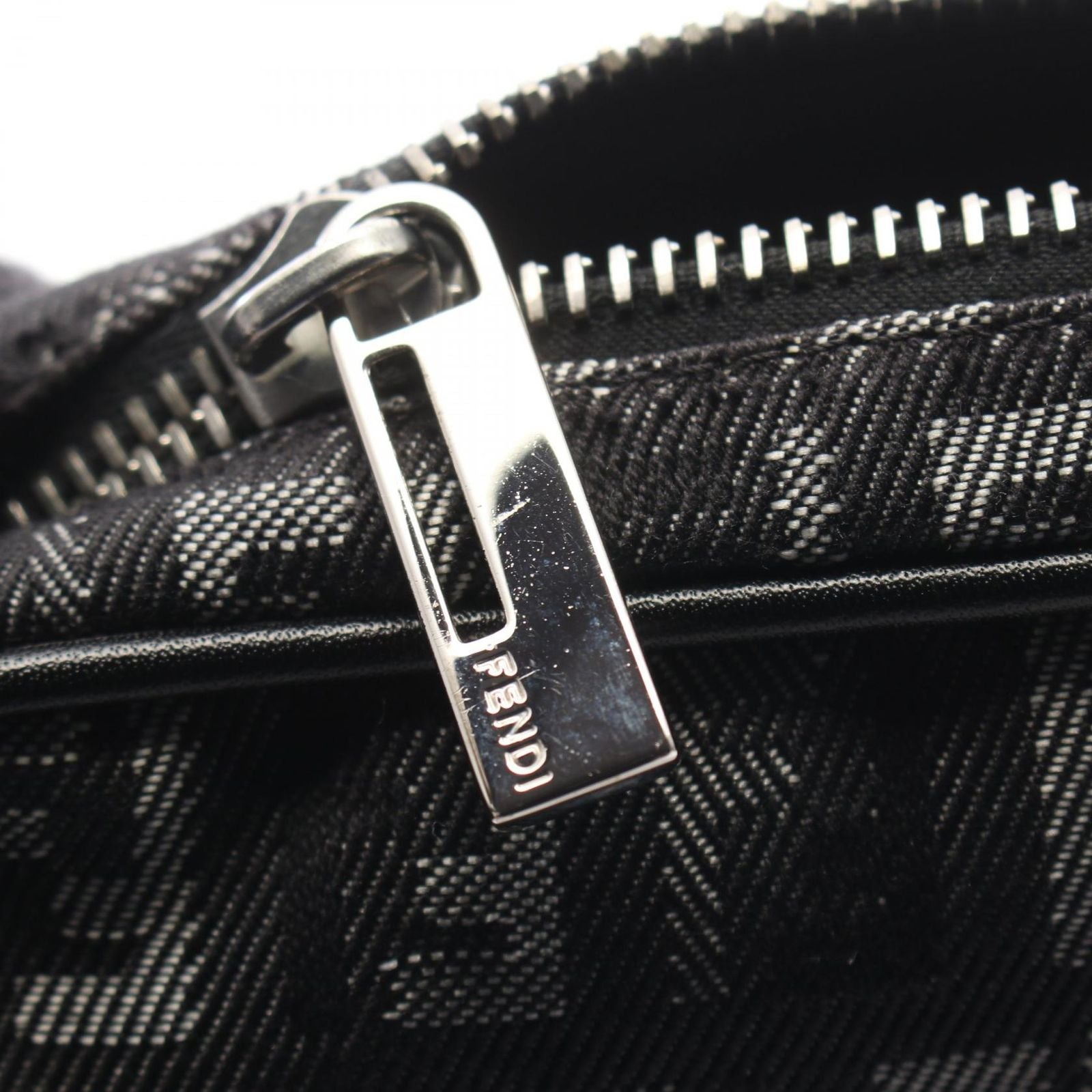 Fendi Shoulder Bag Zucchino Black Canvas Leather — view 6