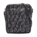 Fendi Shoulder Bag Zucchino Black Canvas Leather