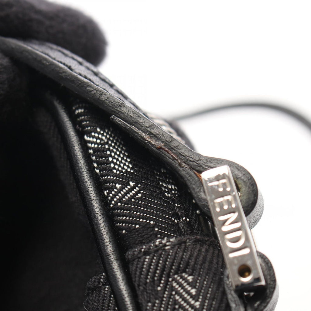 Fendi Shoulder Bag Zucchino Black Canvas Leather — view 8