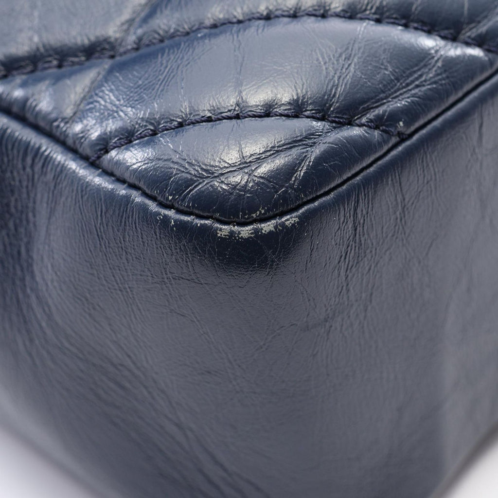 Chanel Shoulder Bag Blanc Stitch Top Handle 2-Way Navy Leather Flap — view 7