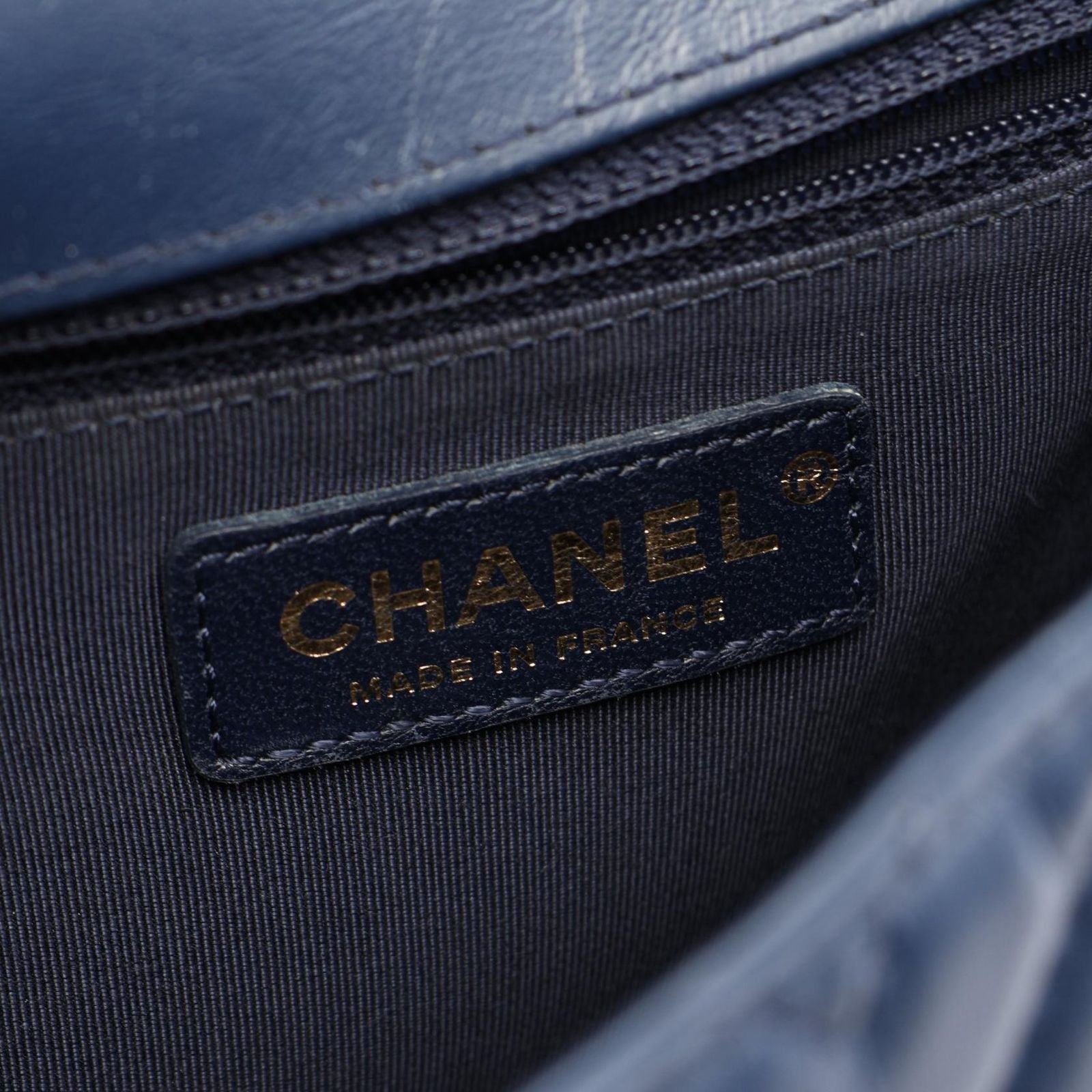 Chanel Shoulder Bag Blanc Stitch Top Handle 2-Way Navy Leather Flap — view 4