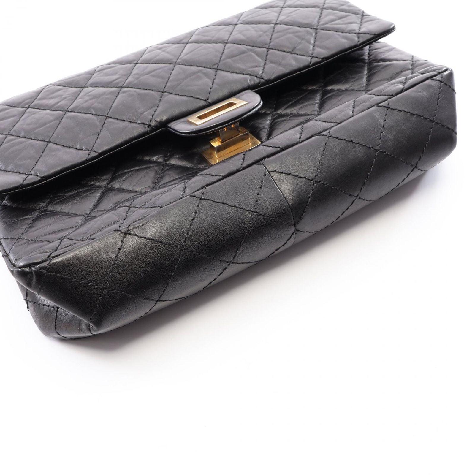 Chanel Shoulder Bag 2.55 Quilted Double Flap Black Leather Chain — view 7