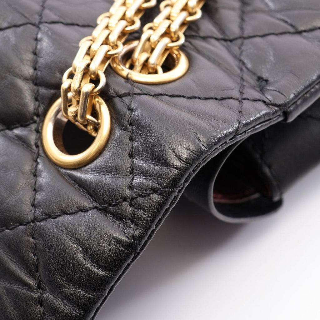 Chanel Shoulder Bag 2.55 Quilted Double Flap Black Leather Chain — view 6