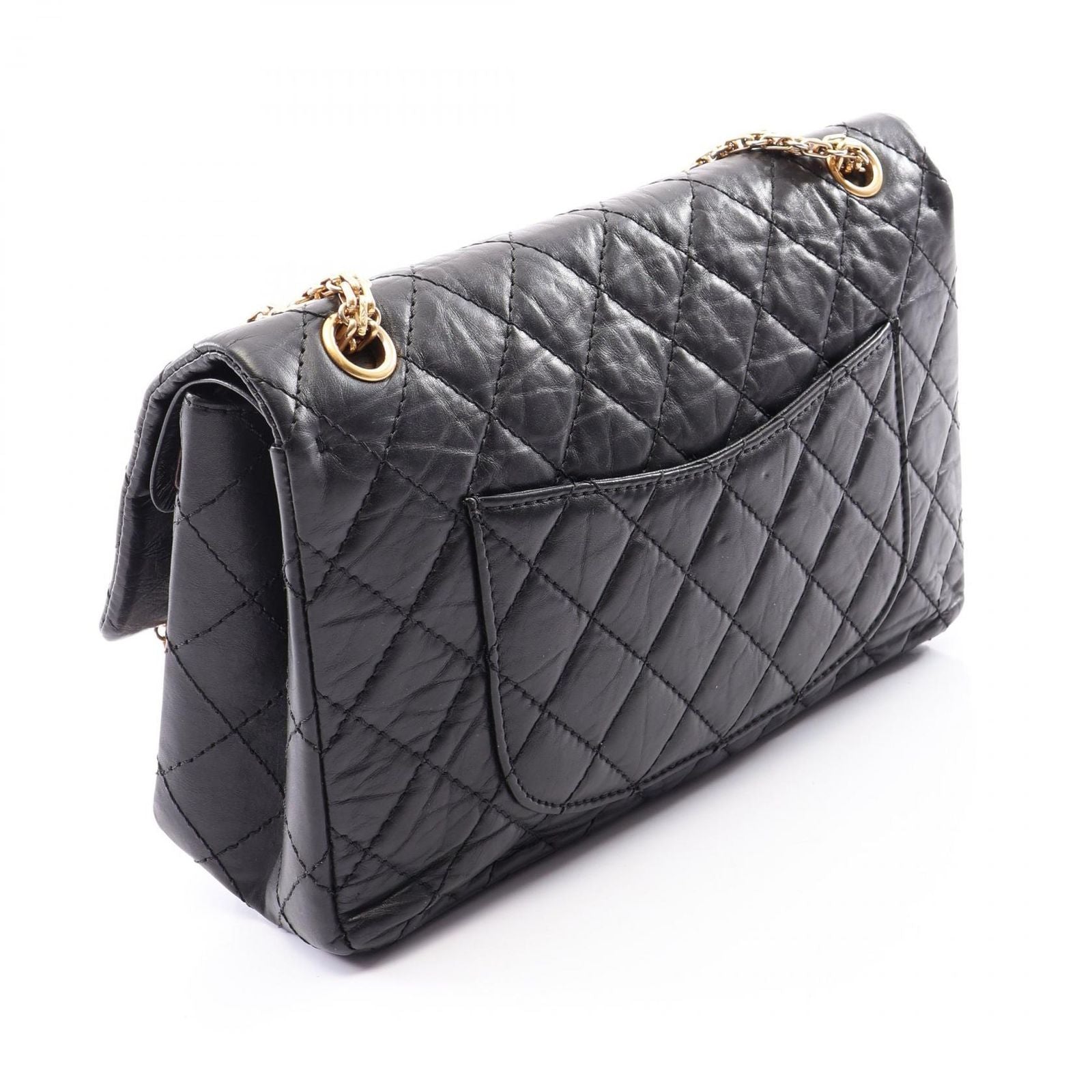 Chanel Shoulder Bag 2.55 Quilted Double Flap Black Leather Chain — view 2