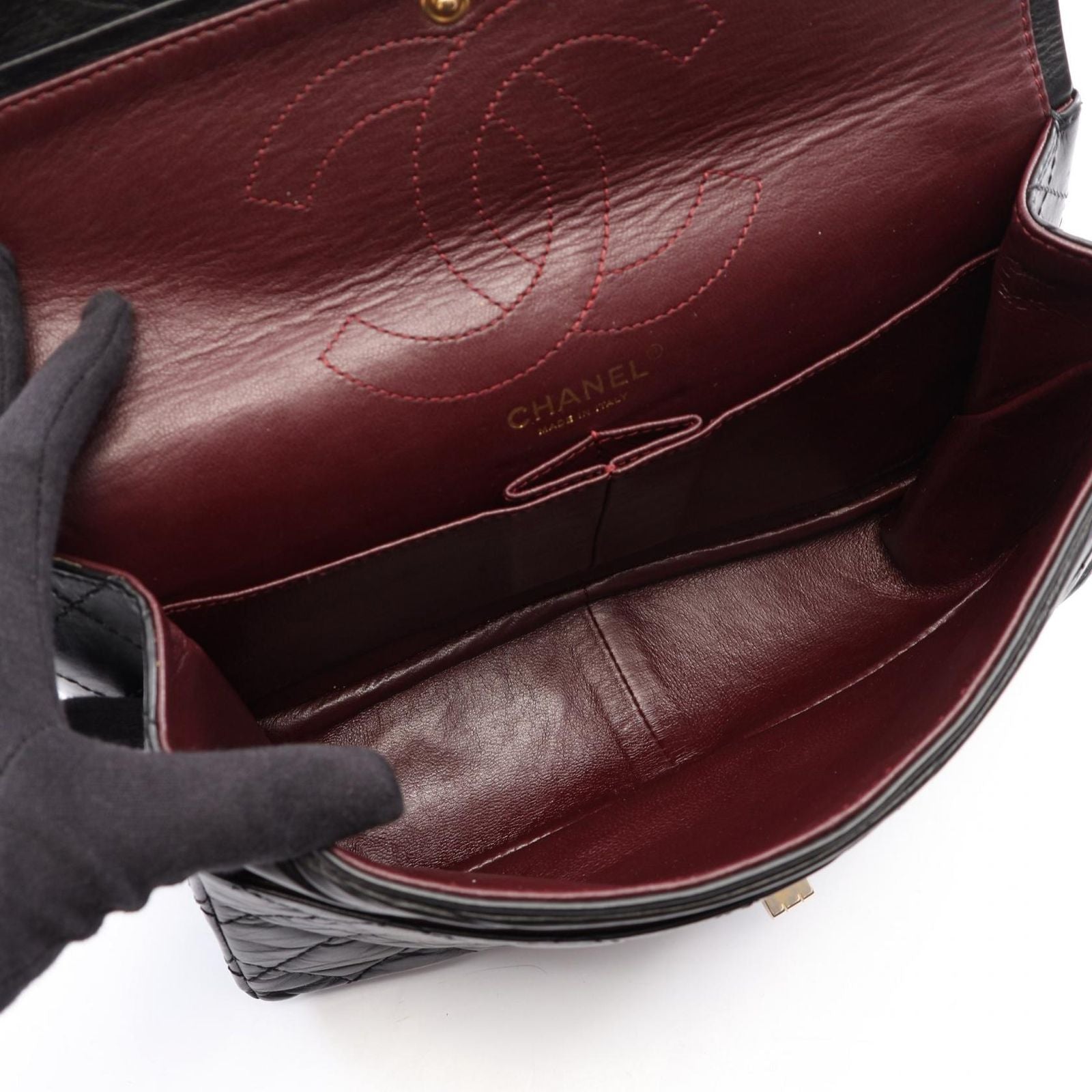 Chanel Shoulder Bag 2.55 Quilted Double Flap Black Leather Chain — view 3