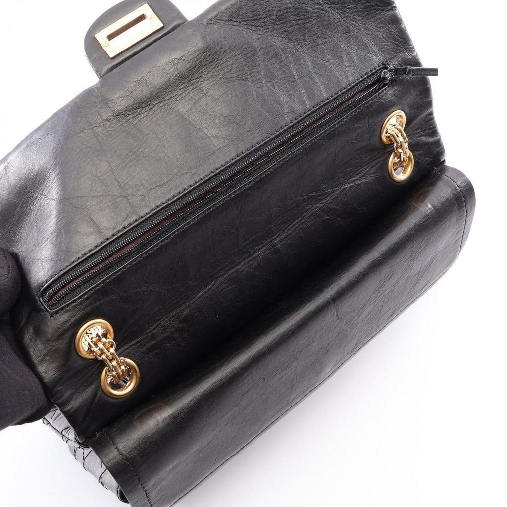 Chanel Shoulder Bag 2.55 Quilted Double Flap Black Leather Chain — view 9