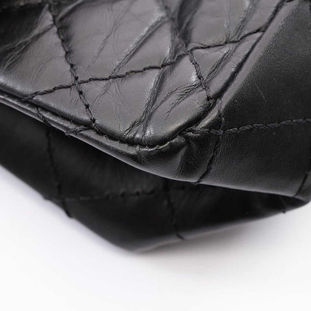 Chanel Shoulder Bag 2.55 Quilted Double Flap Black Leather Chain — view 8