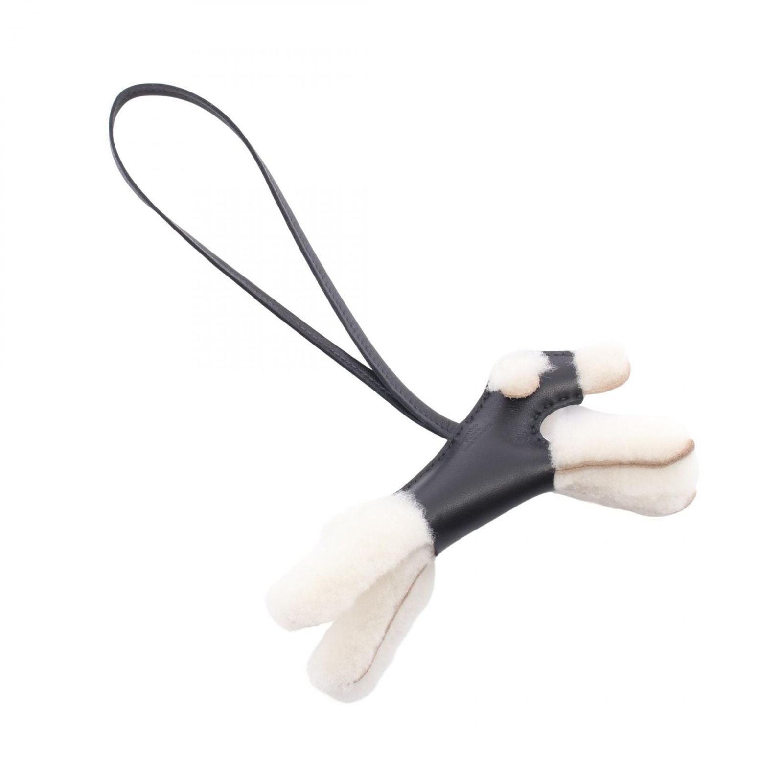 Hermes Charm Buddy Black Shearling Keychain — view 2
