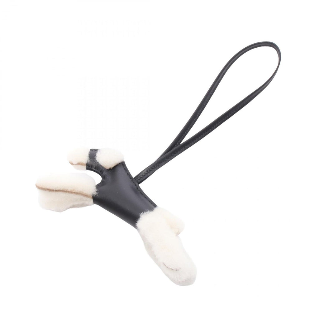 Hermes Charm Buddy Black Shearling Keychain