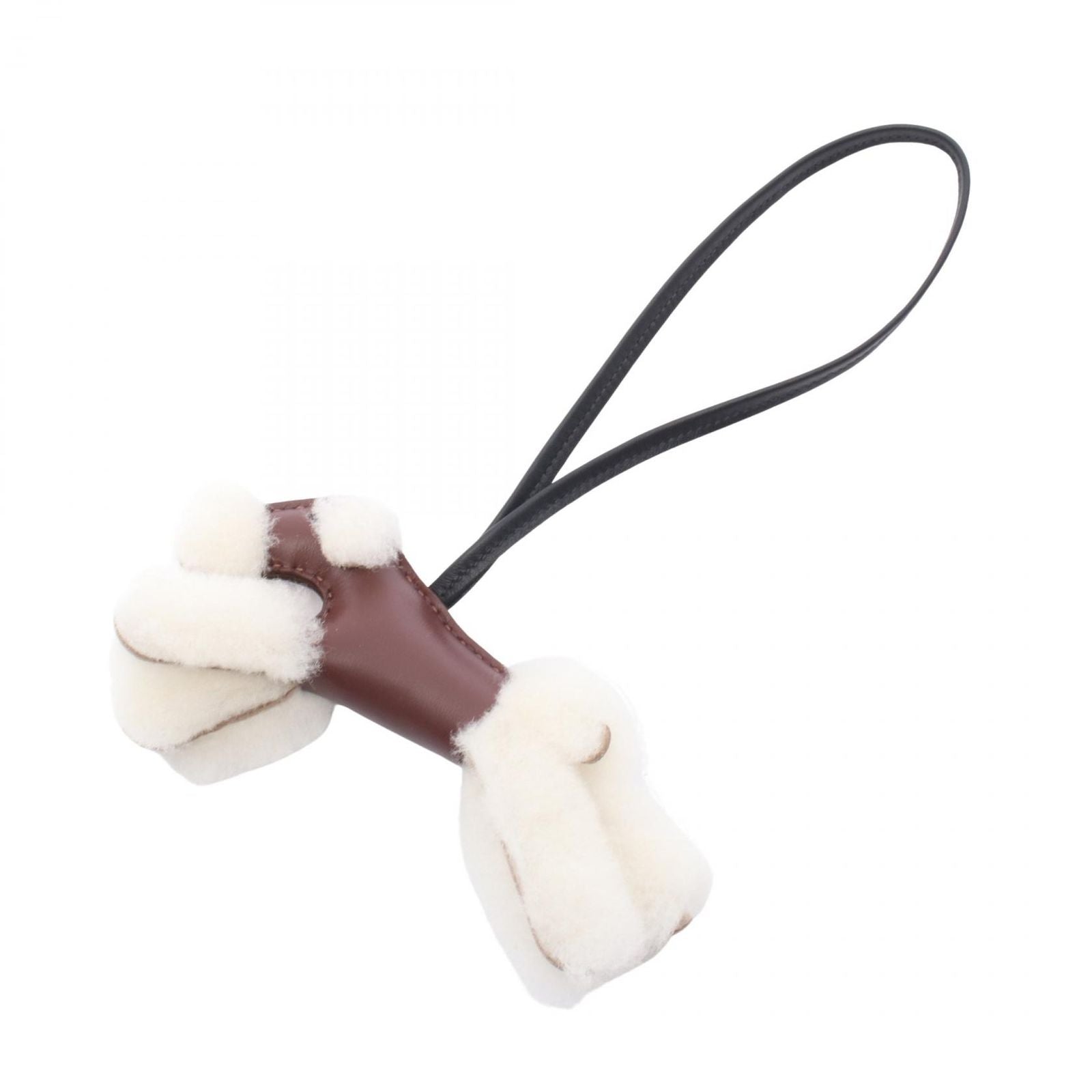 Hermes Charm Buddy le Juselier Black Shearling Keychain