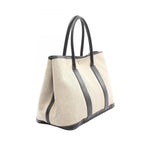 Hermes Tote Garden Party PM Bolduc Ribbon Christmas Limited Ecru Black Canvas — view 2