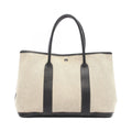 Hermes Tote Garden Party PM Bolduc Ribbon Christmas Limited Ecru Black Canvas