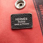 Hermes Tote Garden Party PM Bolduc Ribbon Christmas Limited Ecru Black Canvas — view 4