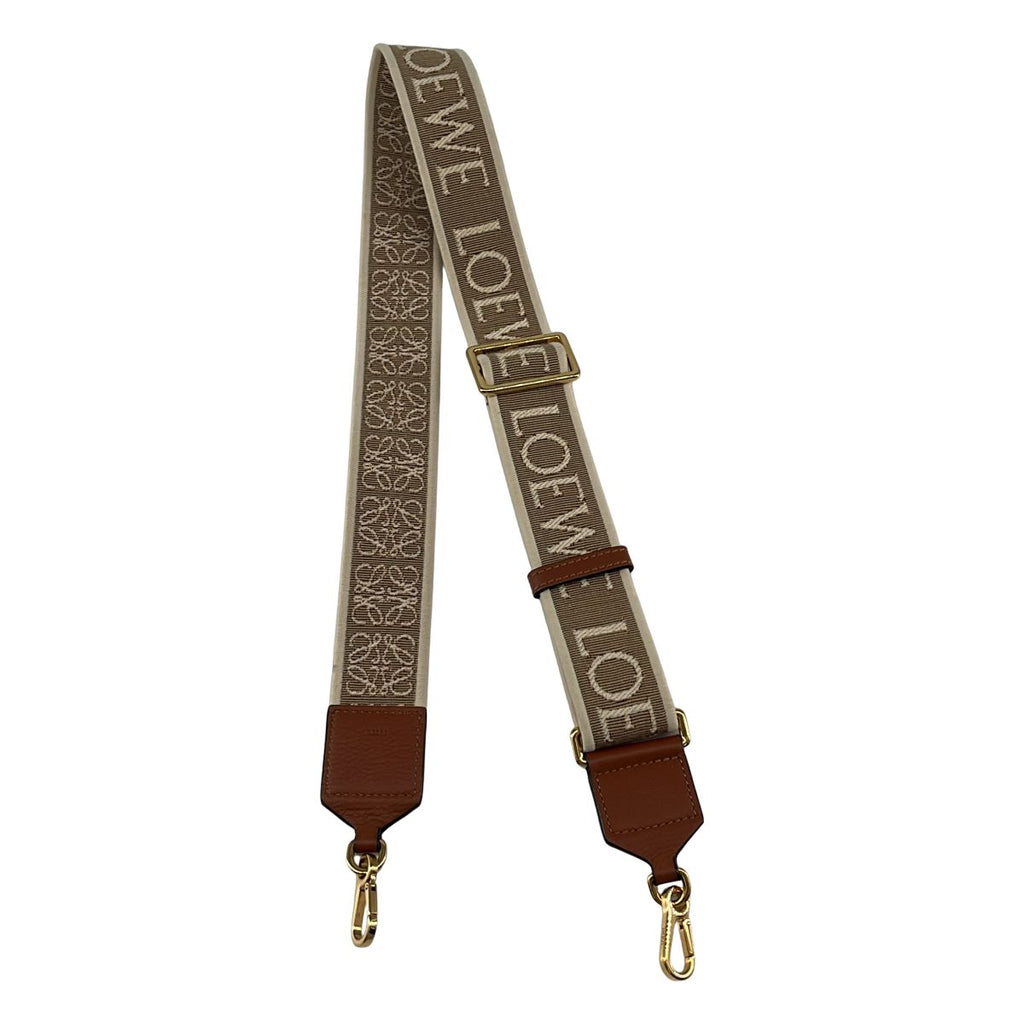 Loewe Anagram Logo Jacquard Strap Beige Light Brown Shoulder