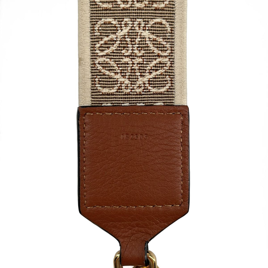 Loewe Anagram Logo Jacquard Strap Beige Light Brown Shoulder — view 4