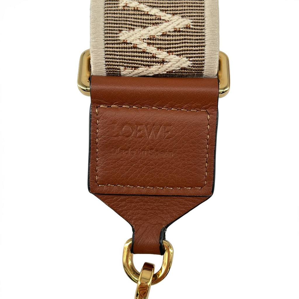 Loewe Anagram Logo Jacquard Strap Beige Light Brown Shoulder — view 5