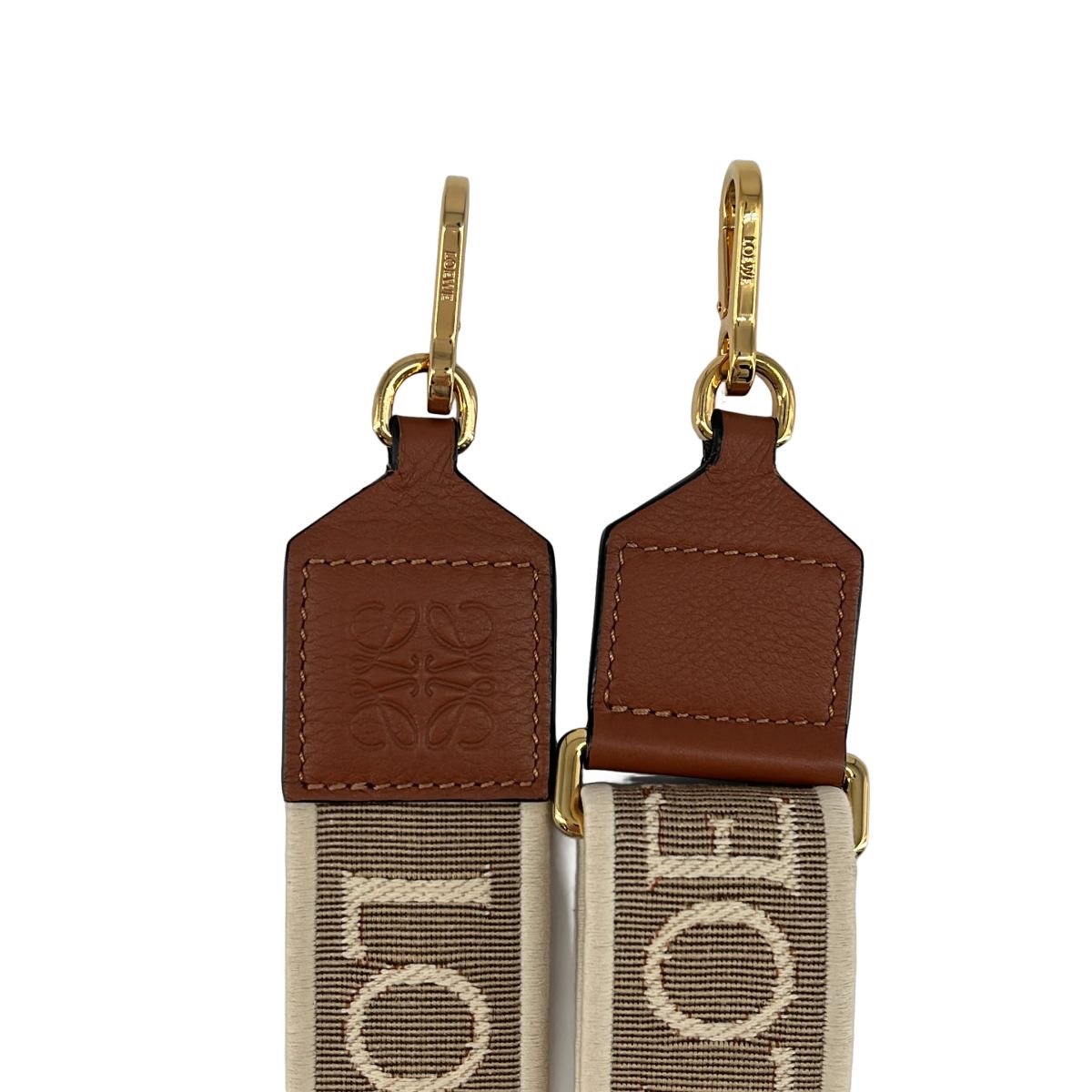 Loewe Anagram Logo Jacquard Strap Beige Light Brown Shoulder — view 3