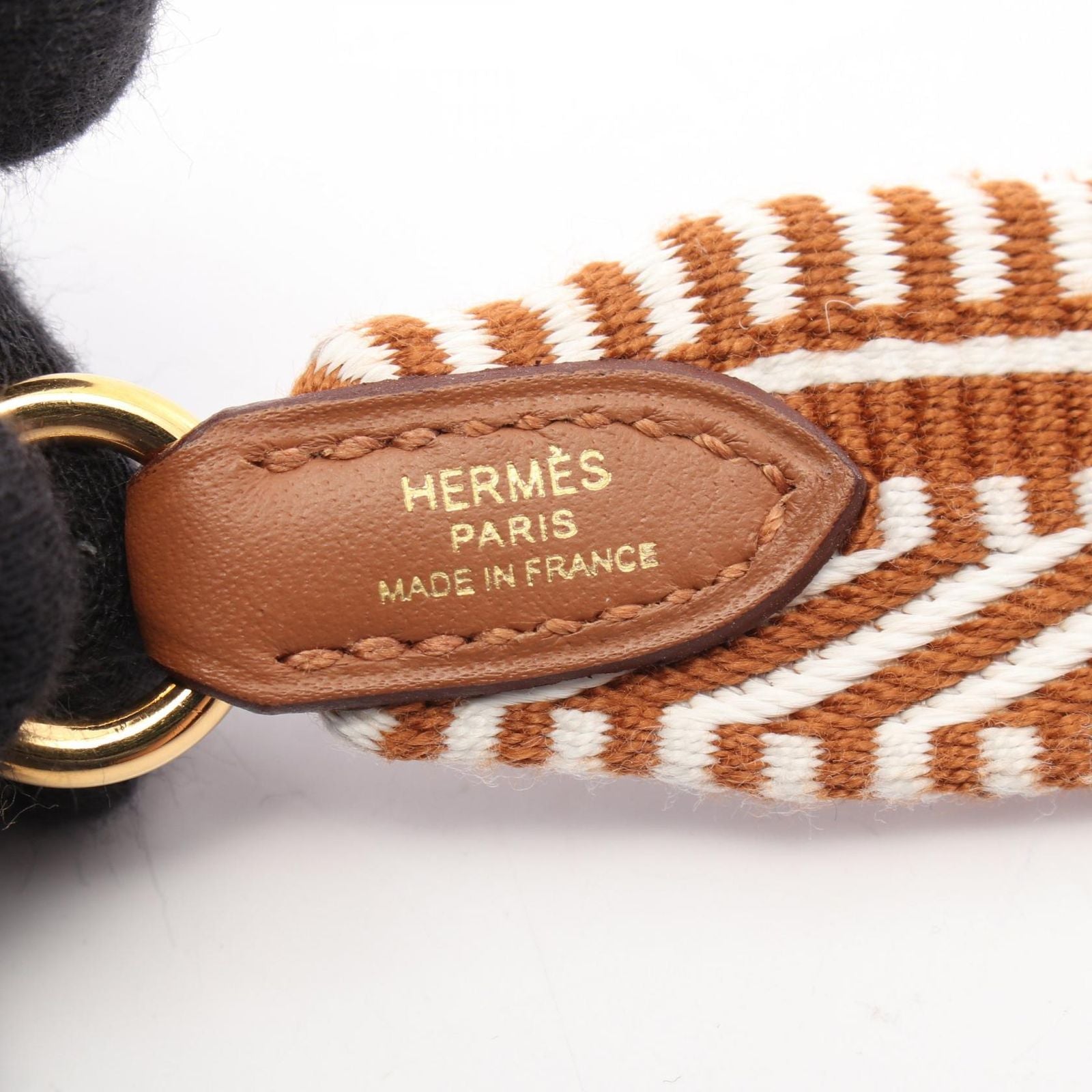 Hermes Shoulder Strap Bandouliere Sangle Caval White Gold Leather — view 4