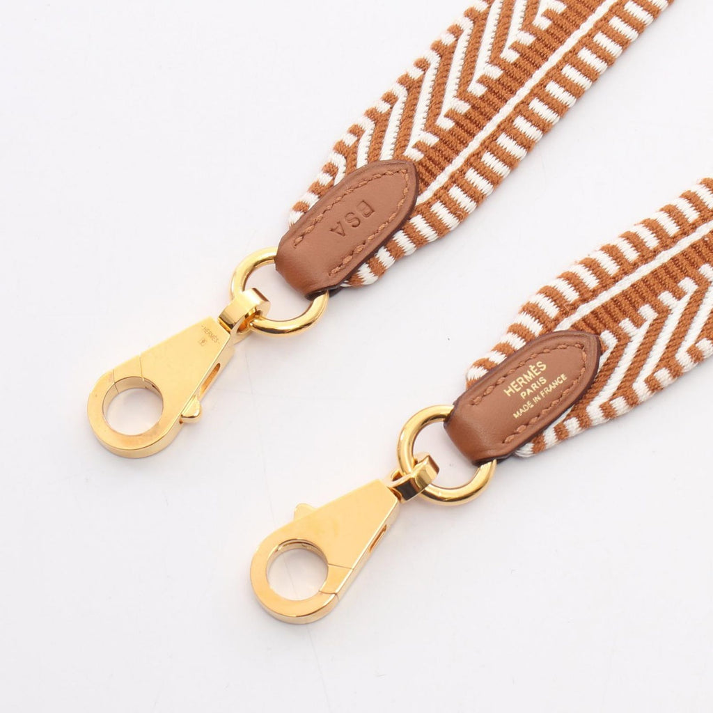 Hermes Shoulder Strap Bandouliere Sangle Caval White Gold Leather — view 3