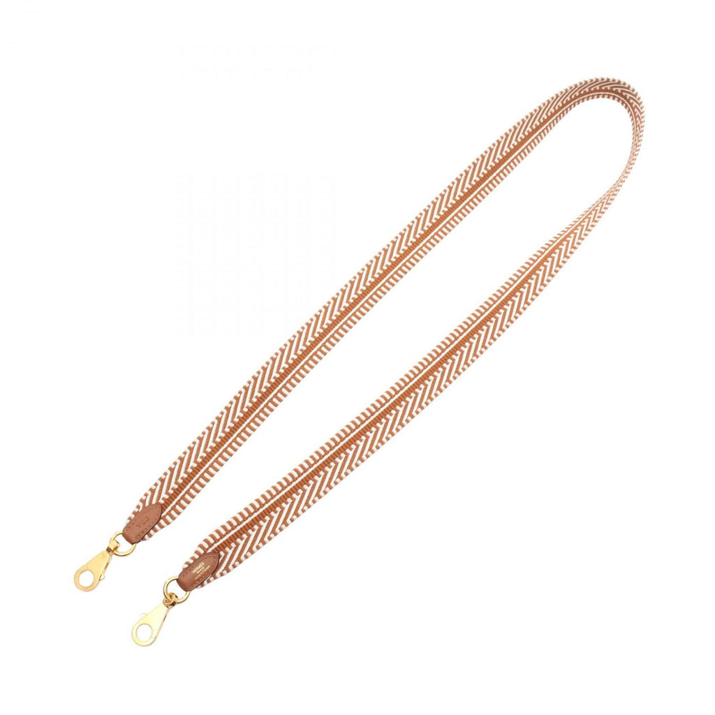 Hermes Shoulder Strap Bandouliere Sangle Caval White Gold Leather — view 2