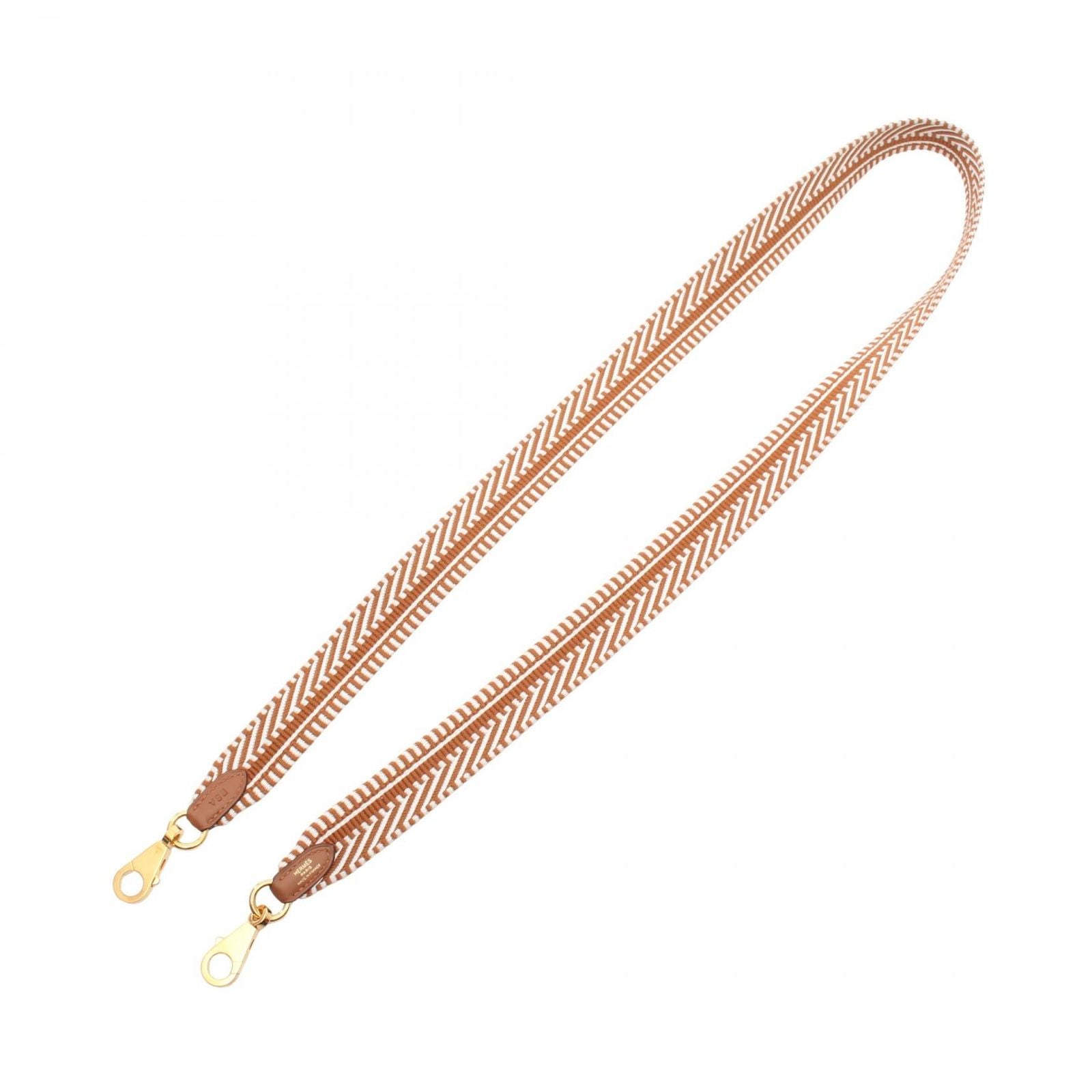 Hermes Shoulder Strap Bandouliere Sangle Caval White Gold Leather — view 2