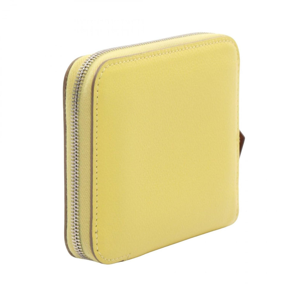 Hermes Round Wallet Azap Compact Silk in Lime Leather in — view 2