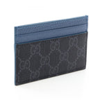 Gucci Card Case GG Supreme Facqc Black Blue Leather Trim — view 2