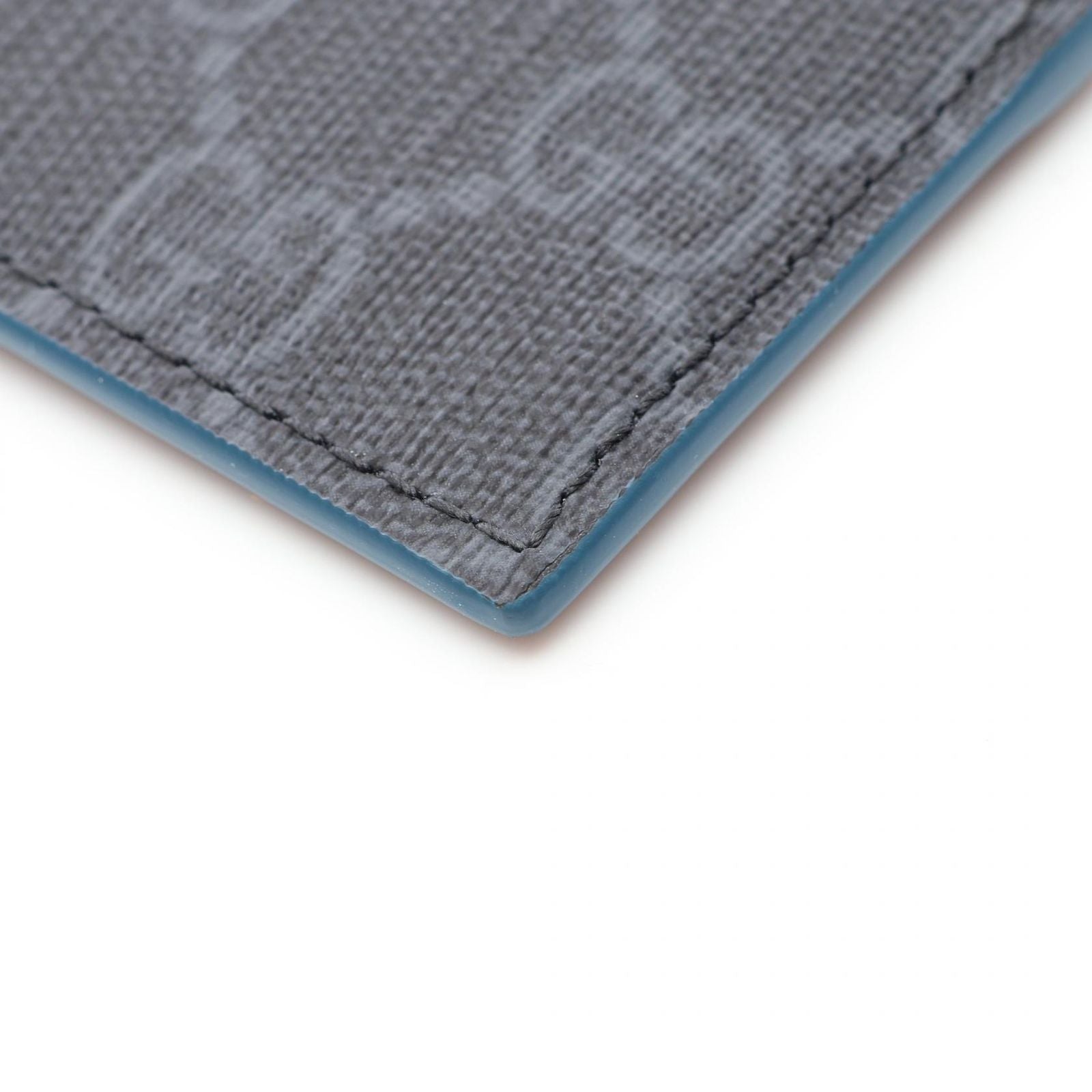 Gucci Card Case GG Supreme Facqc Black Blue Leather Trim — view 5