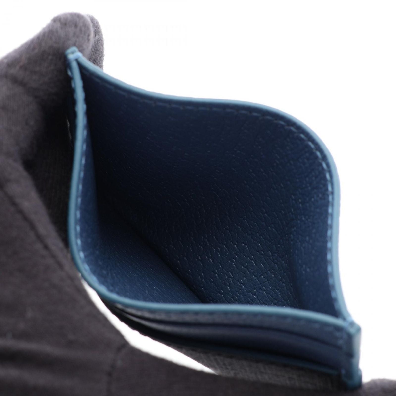 Gucci Card Case GG Supreme Facqc Black Blue Leather Trim — view 3