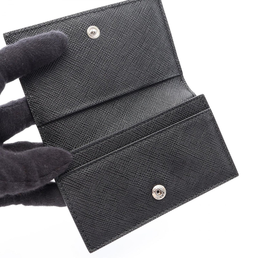 Prada Card Case Saffiano Metal Black Leather Business Holder — view 5