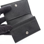 Prada Card Case Saffiano Metal Black Leather Business Holder — view 5