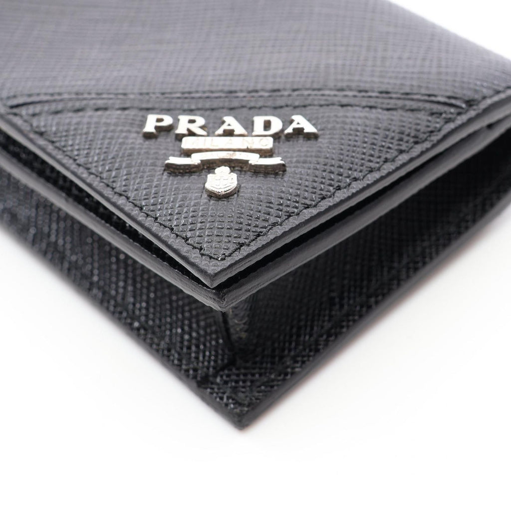 Prada Card Case Saffiano Metal Black Leather Business Holder — view 7