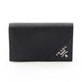 Prada Card Case Saffiano Metal Black Leather Business Holder