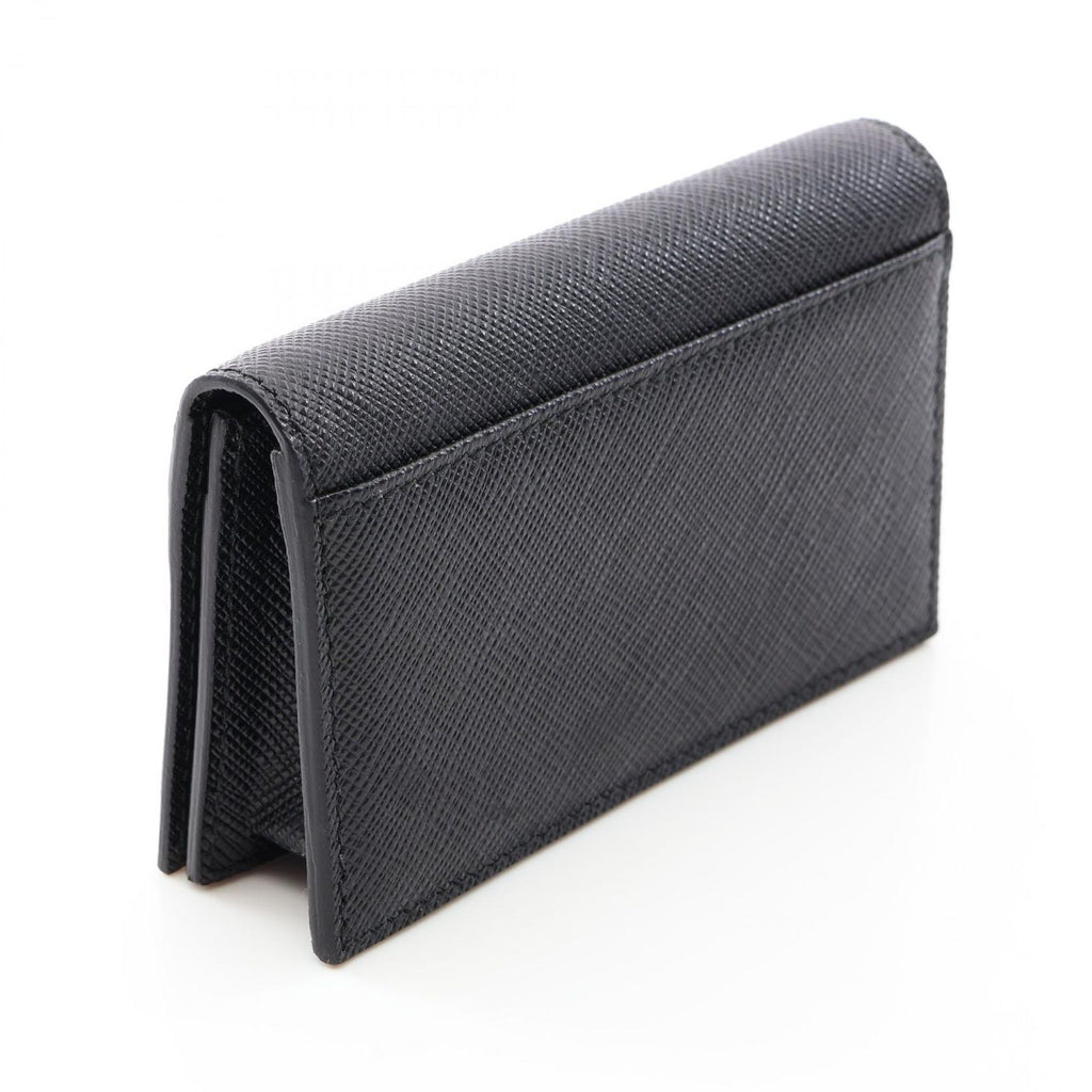 Prada Card Case Saffiano Metal Black Leather Business Holder — view 2