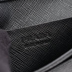 Prada Card Case Saffiano Metal Black Leather Business Holder — view 4