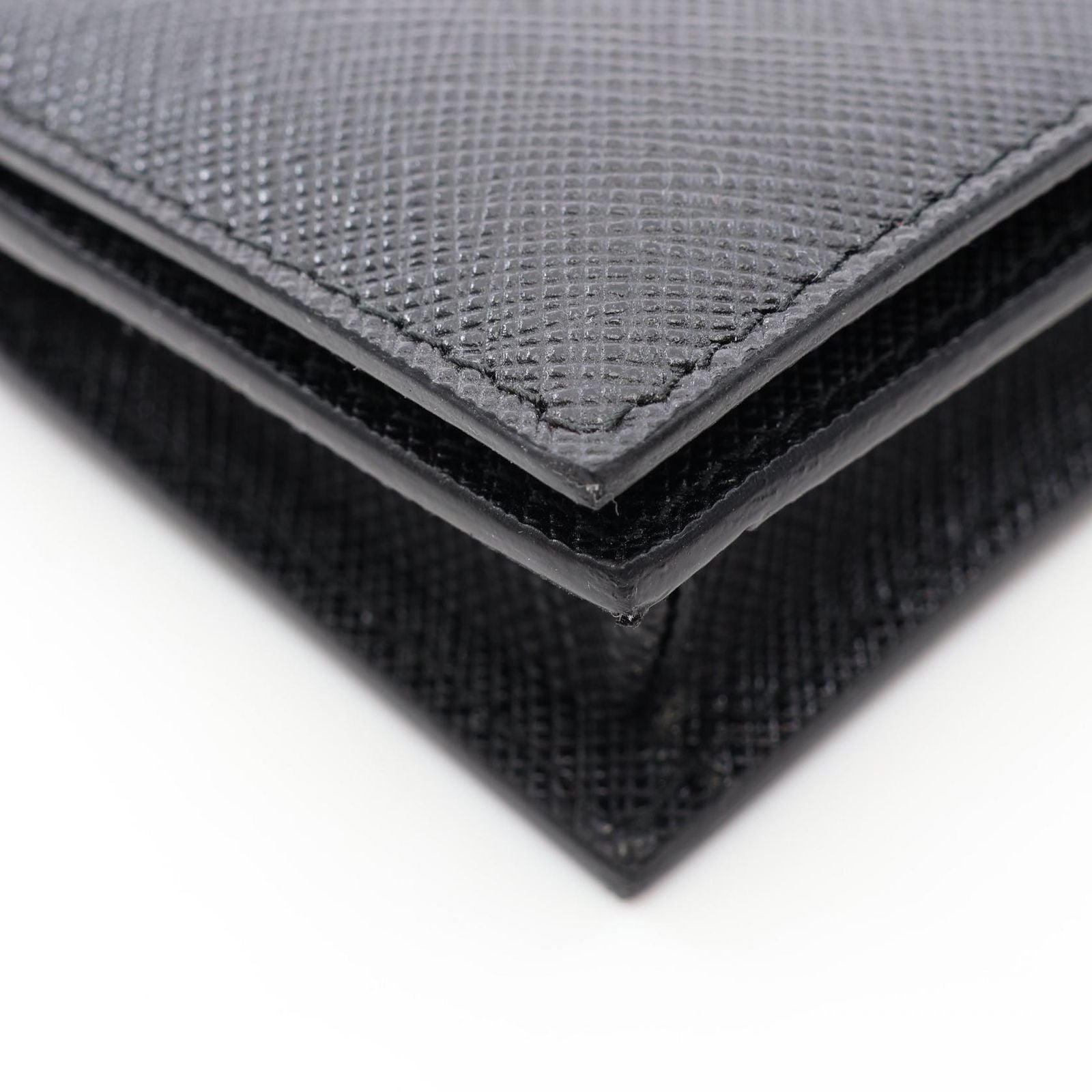 Prada Card Case Saffiano Metal Black Leather Business Holder — view 6