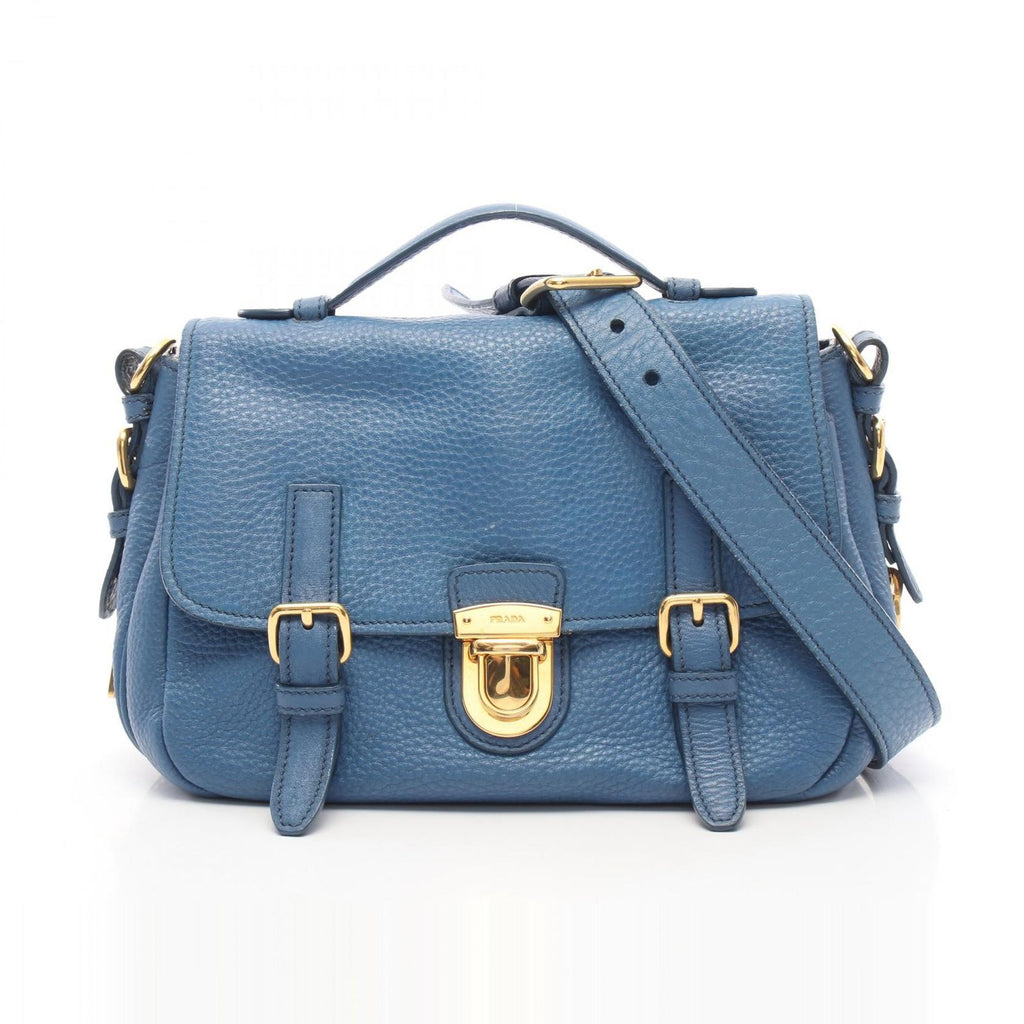 Prada 2-Way Blue Leather Vitello Daino Shoulder