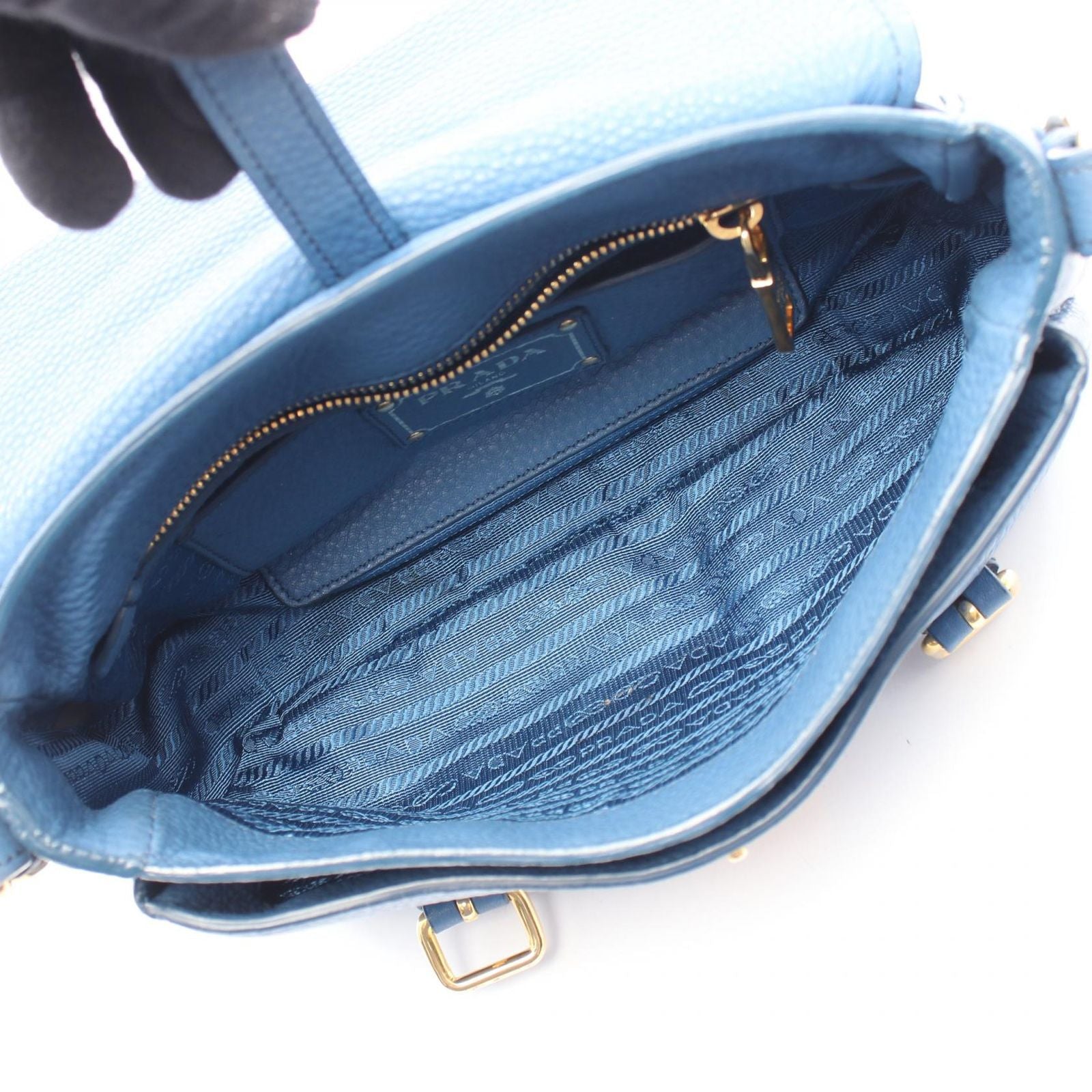 Prada 2-Way Blue Leather Vitello Daino Shoulder — view 3