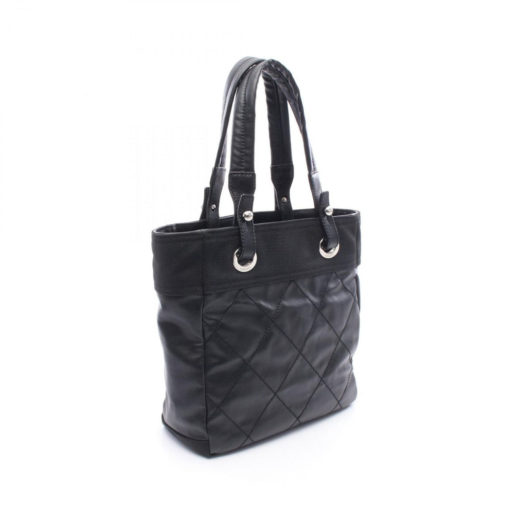 Chanel Tote Paris Biarritz PM Black Canvas Leather PM — view 2