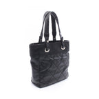 Chanel Tote Paris Biarritz PM Black Canvas Leather PM — view 2