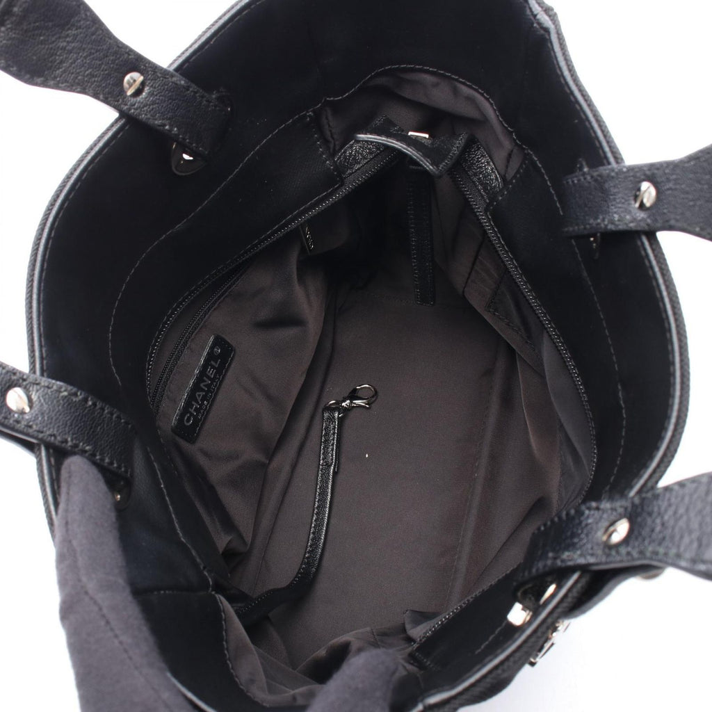 Chanel Tote Paris Biarritz PM Black Canvas Leather PM — view 3