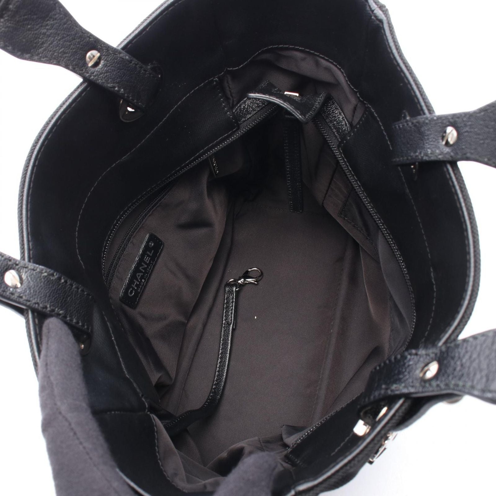 Chanel Tote Paris Biarritz PM Black Canvas Leather PM — view 3