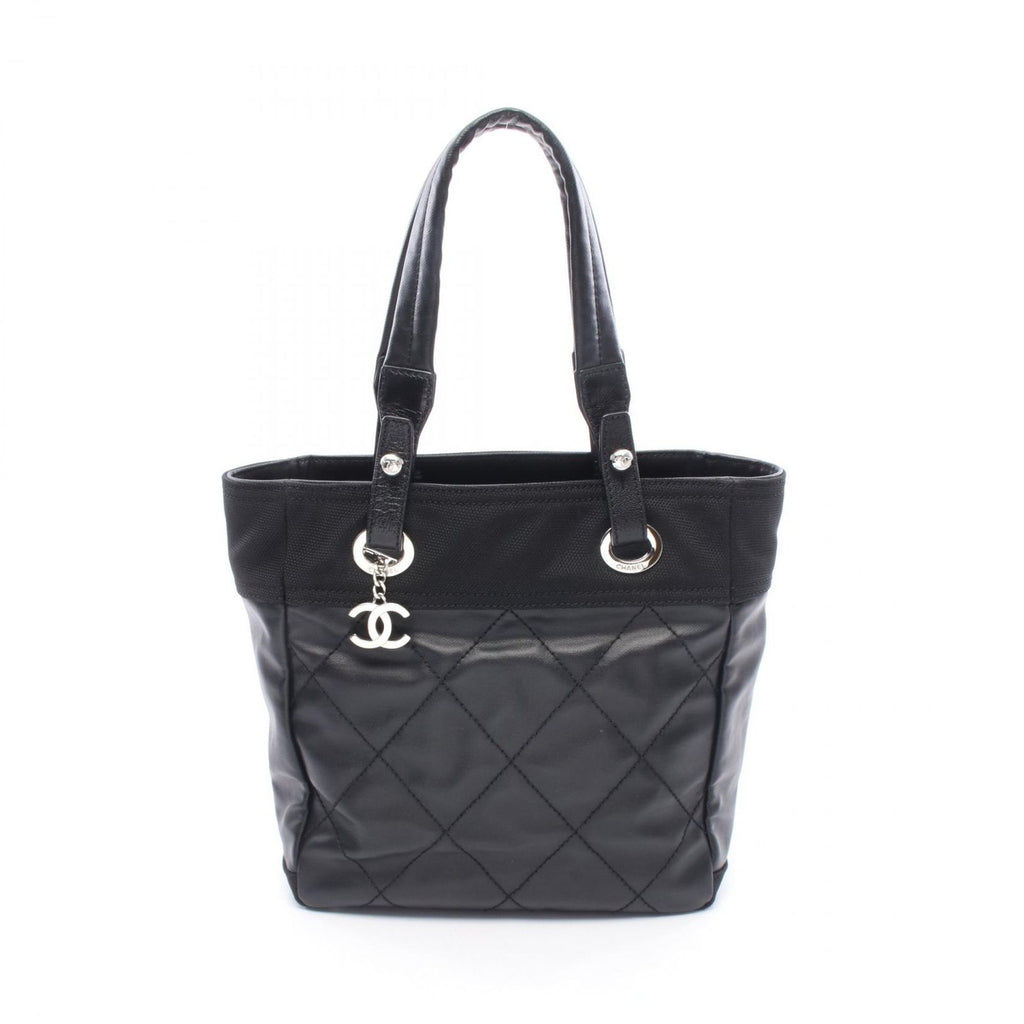 Chanel Tote Paris Biarritz PM Black Canvas Leather PM