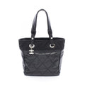 Chanel Tote Paris Biarritz PM Black Canvas Leather PM