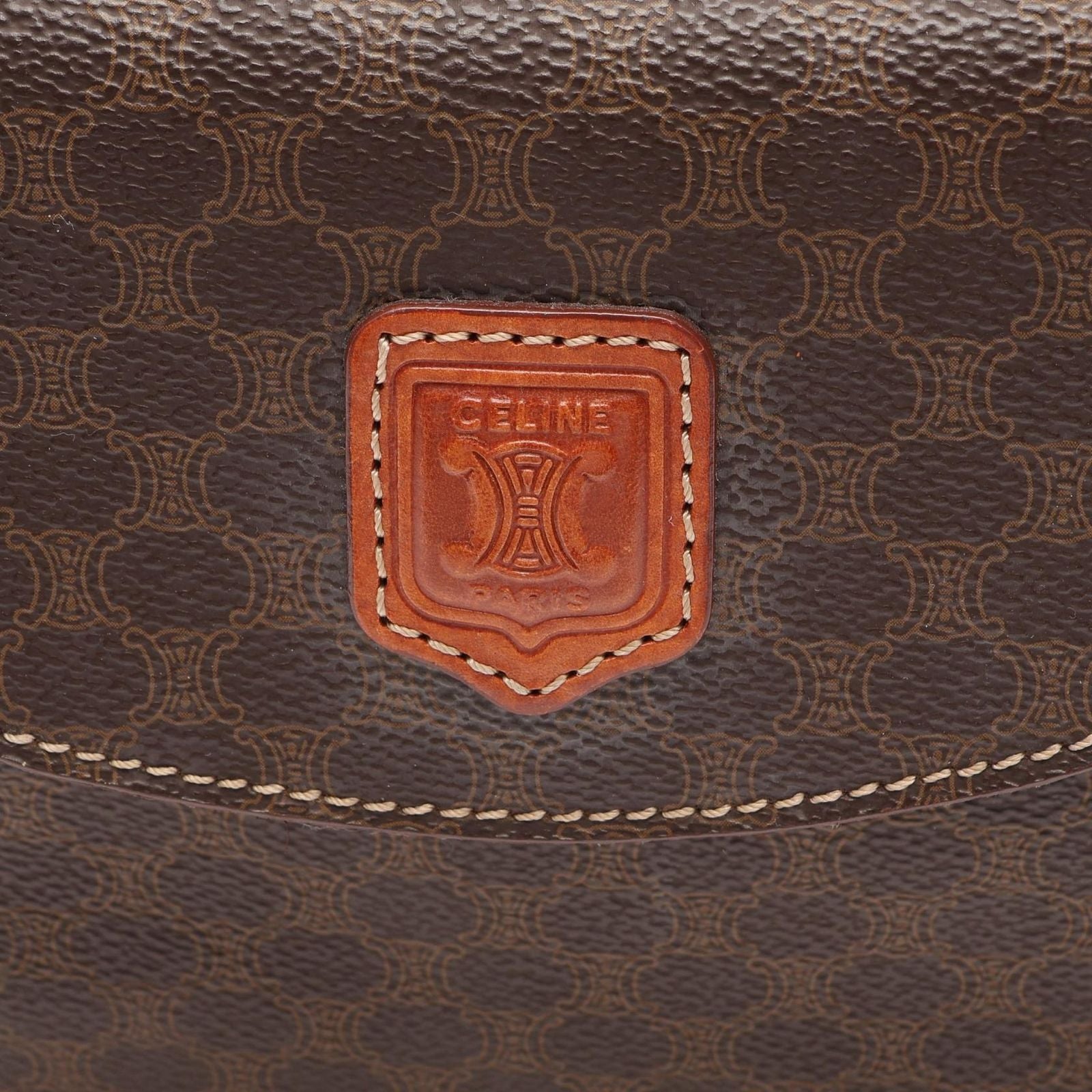 Celine Handbag Macadam Dark Brown Canvas Leather — view 5