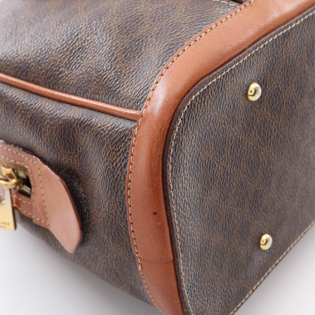 Celine Handbag Macadam Dark Brown Canvas Leather — view 8