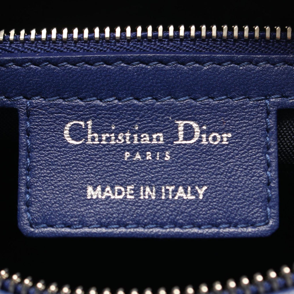 Dior Handbag Lady Dior Cannage 2-Way Blue Leather Tote — view 4
