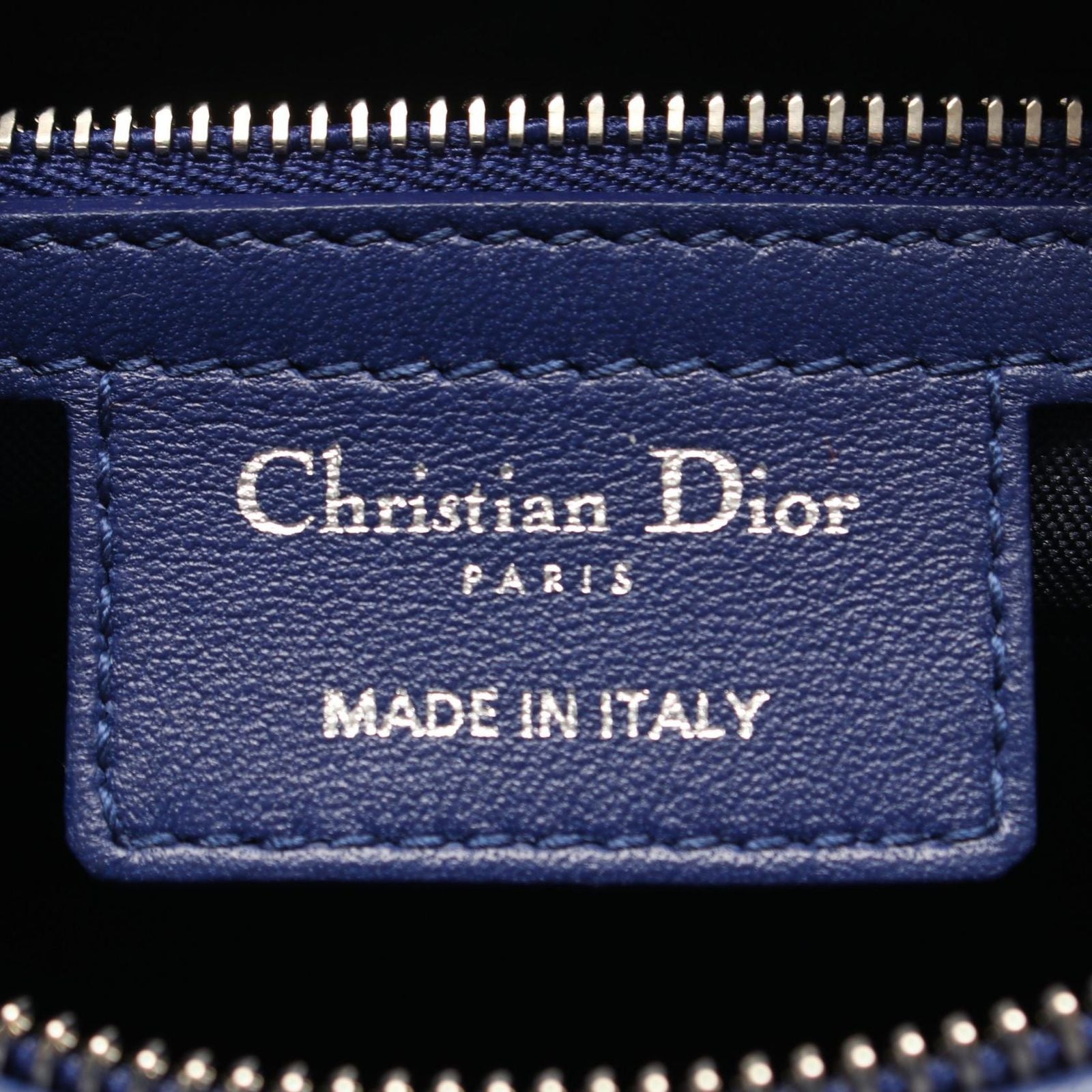 Dior Handbag Lady Dior Cannage 2-Way Blue Leather Tote — view 4