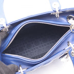 Dior Handbag Lady Dior Cannage 2-Way Blue Leather Tote — view 3