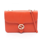 Gucci Shoulder Bag Interlocking Orange Leather Chain